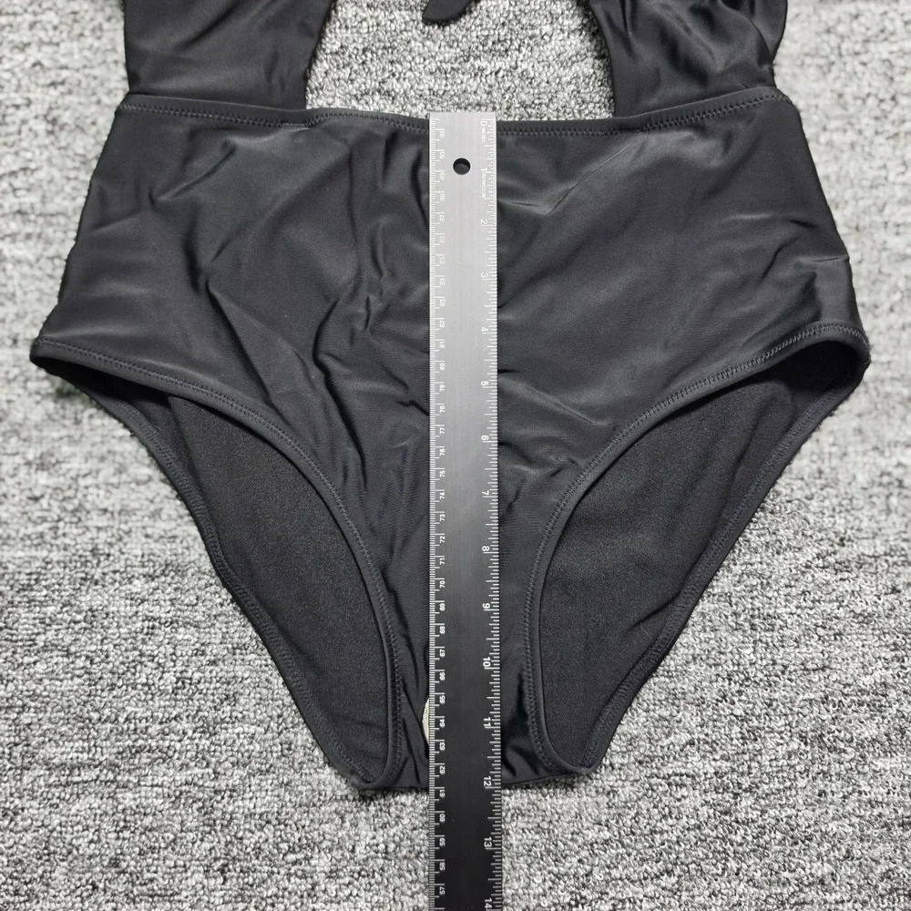 Cutout Tie Front Monokini One Piece Swimsuit Womens Medium Black Express
